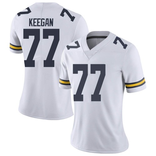 Trevor Keegan Michigan Wolverines Women's NCAA #77 White Limited Brand Jordan College Stitched Football Jersey RBV5454LL